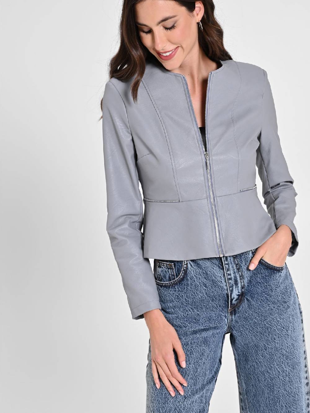 Rinascimento Giubbino in similpelle con Baschina Donna Promozione Limitata
