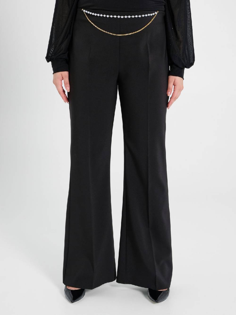 Rinascimento Pantaloni Flared Curvy con Perle Vendita Calda