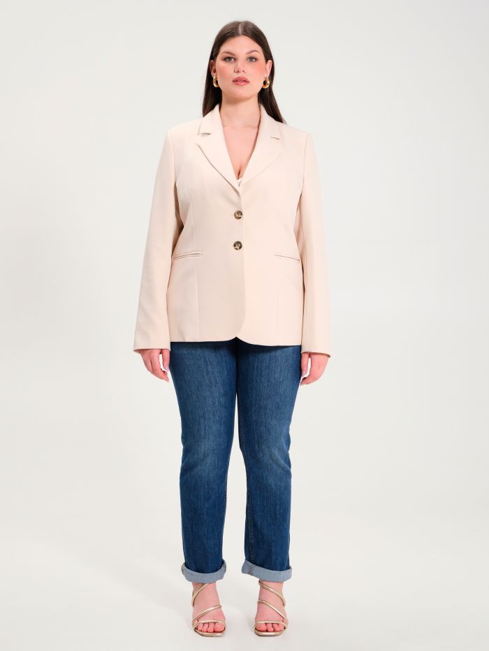 Rinascimento Giacca Curvy a Due Bottoni Beige Vendite Flash