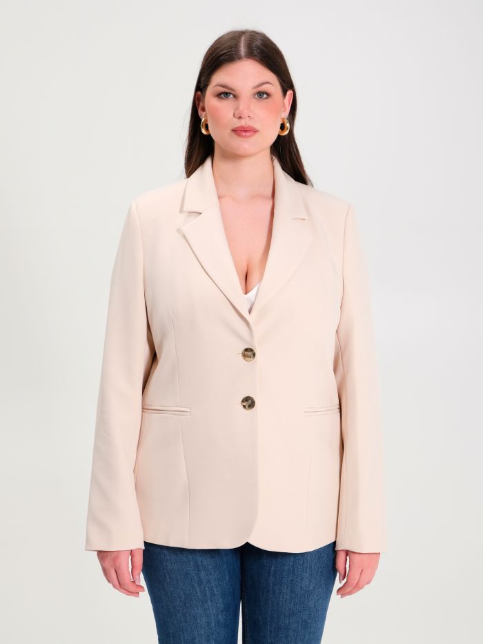 Rinascimento Giacca Curvy a Due Bottoni Beige Vendite Flash