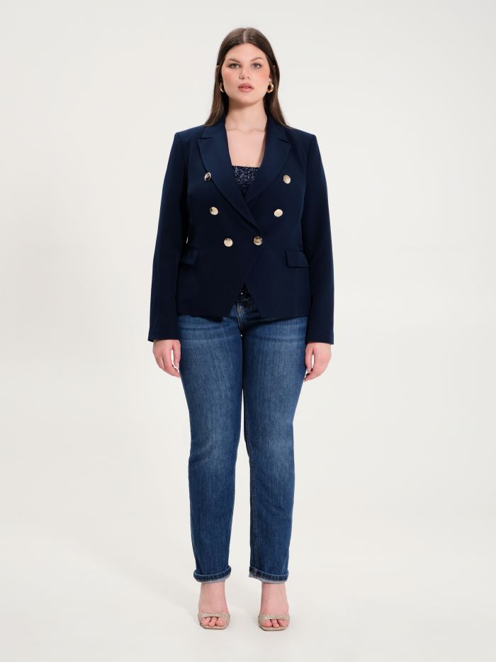 Rinascimento Giacca Curvy 6 Bottoni Blu In Saldo