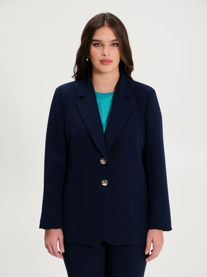 Rinascimento Giacca Curvy a Due Bottoni Blu Navy Moda