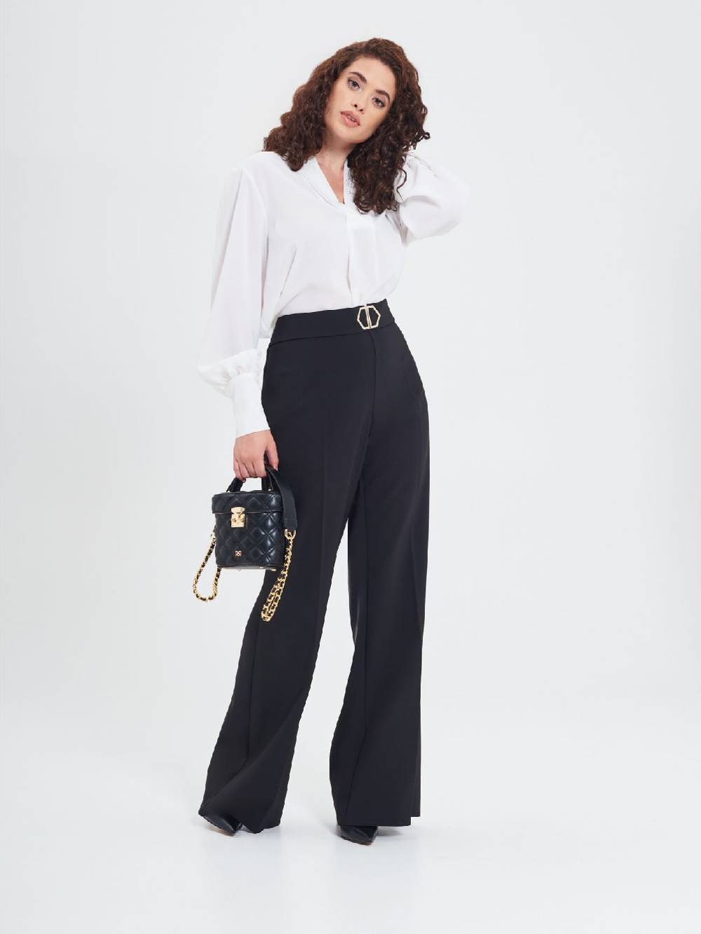 Rinascimento Pantaloni Curvy Fibbia Geometrica Vendita