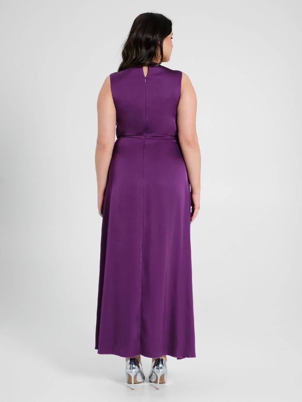 Rinascimento Abito Lungo Curvy Viola Melanzana Consegna Veloce