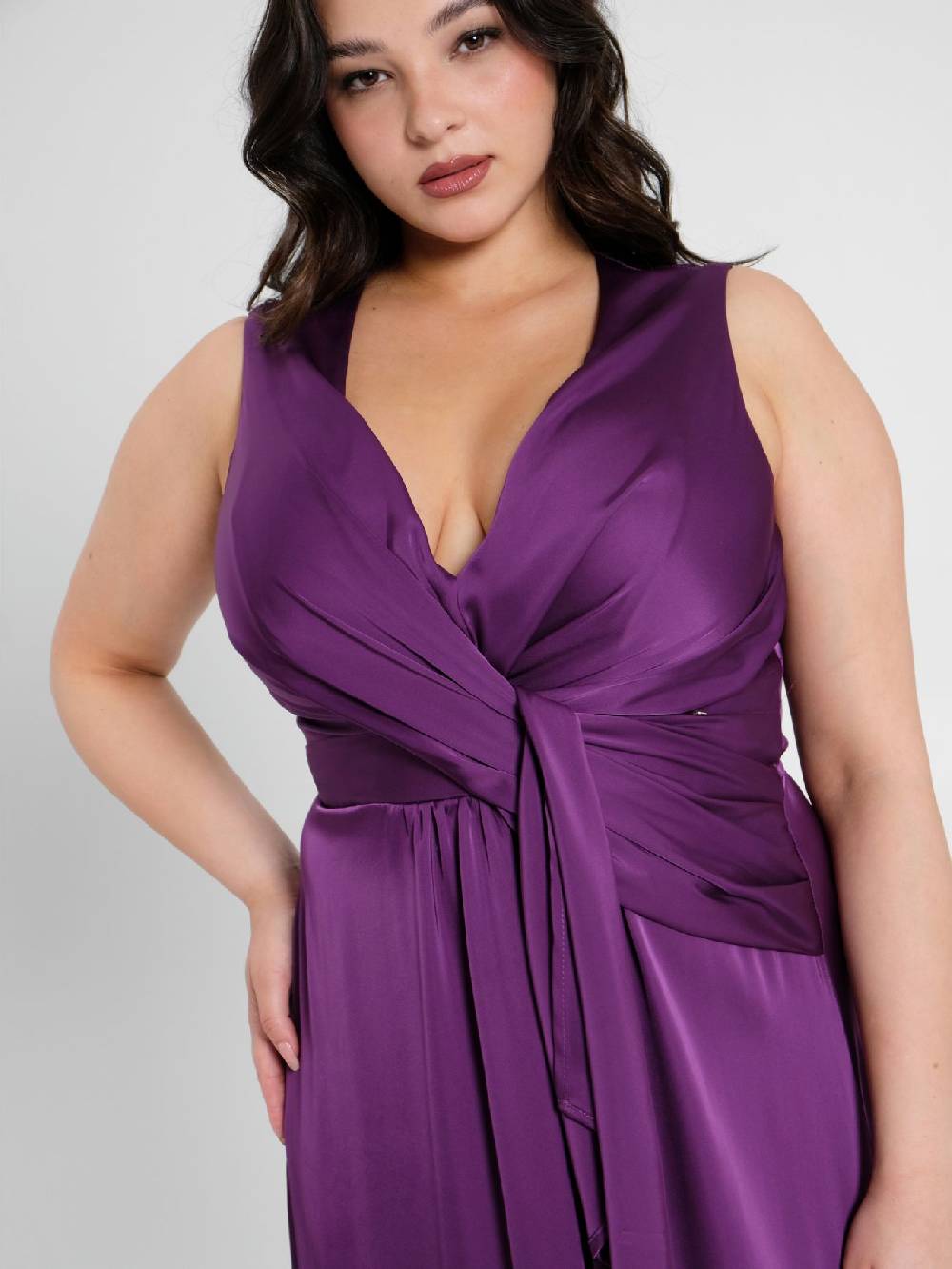 Rinascimento Abito Lungo Curvy Viola Melanzana Consegna Veloce