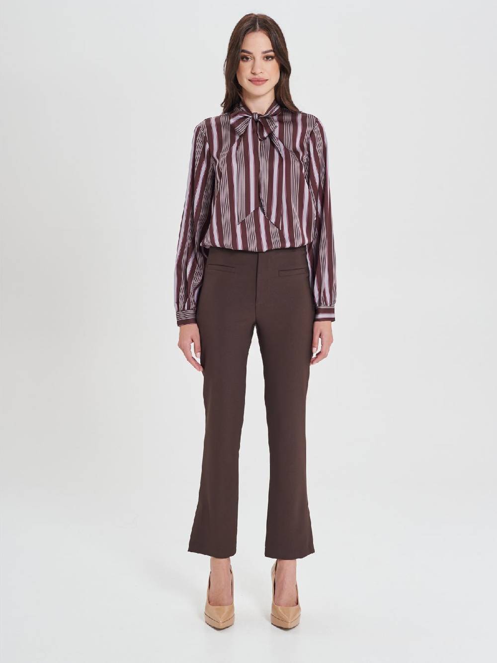 Rinascimento Pantaloni Marroni in Cadi Operato Donna Shopping Online