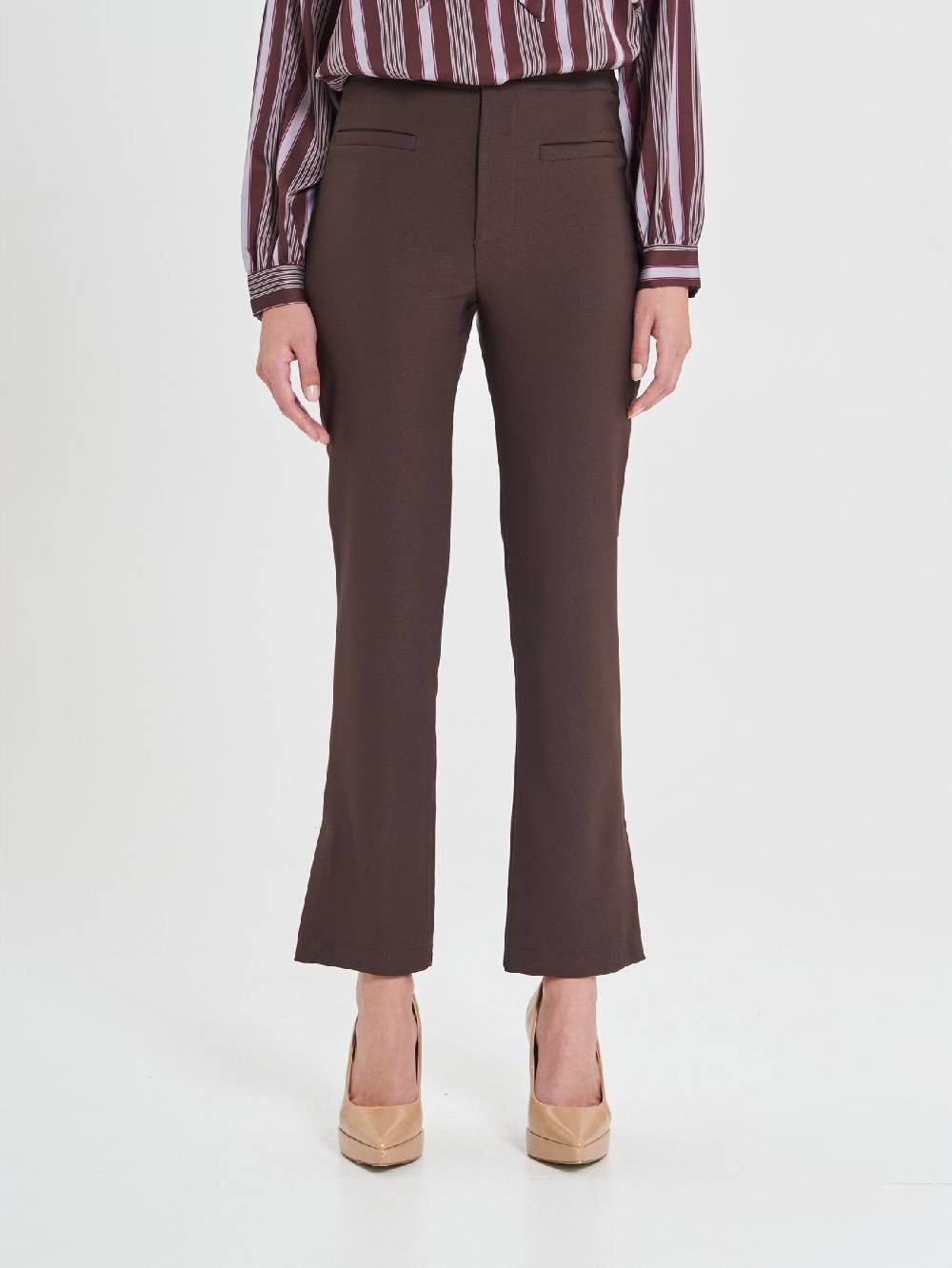 Rinascimento Pantaloni Marroni in Cadi Operato Donna Shopping Online