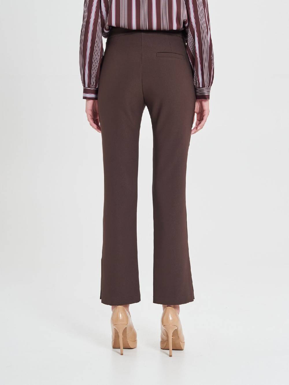 Rinascimento Pantaloni Marroni in Cadi Operato Donna Shopping Online