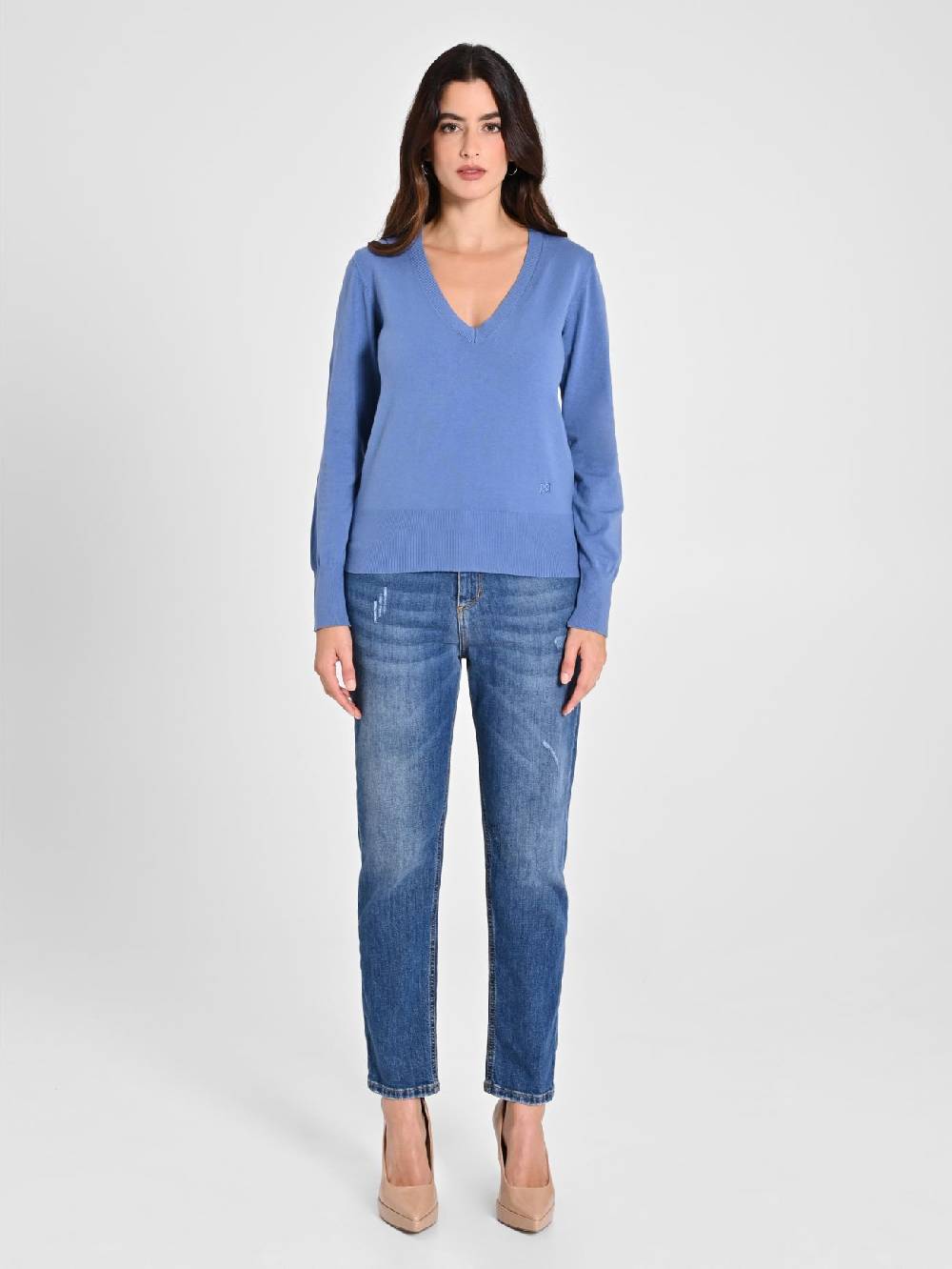 Rinascimento Maglia con Scollo a "V" Blu Avio Ecotec® Saldi