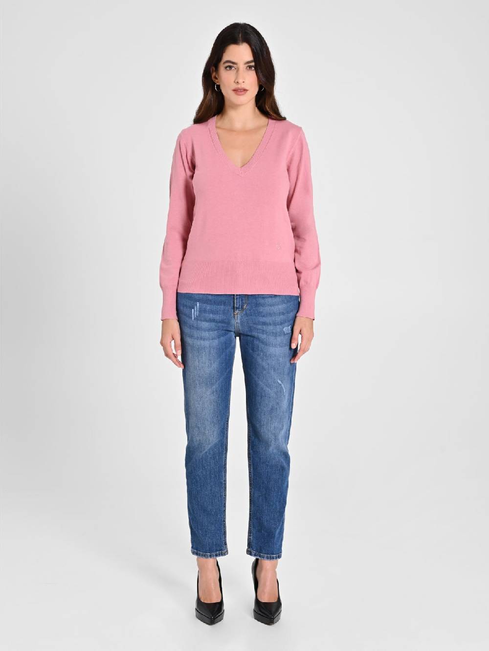 Rinascimento Maglia con Scollo a "V" Rosa Antico Ecotec® Offerte