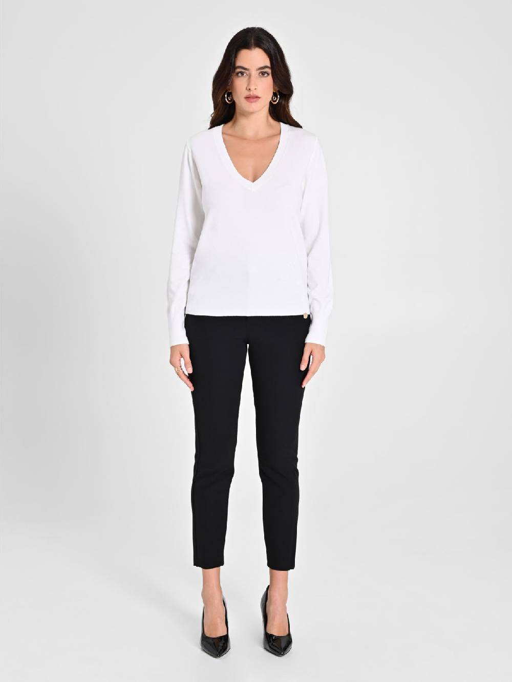 Rinascimento Maglia con Scollo a "V" Bianca Ecotec® Vendita Calda