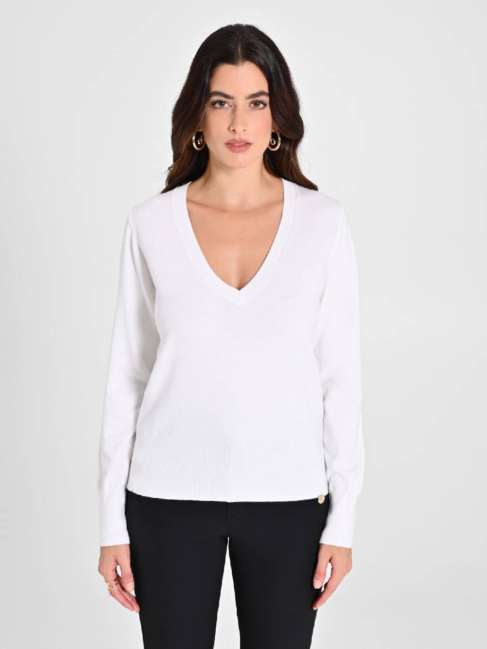 Rinascimento Maglia con Scollo a "V" Bianca Ecotec® Vendita Calda