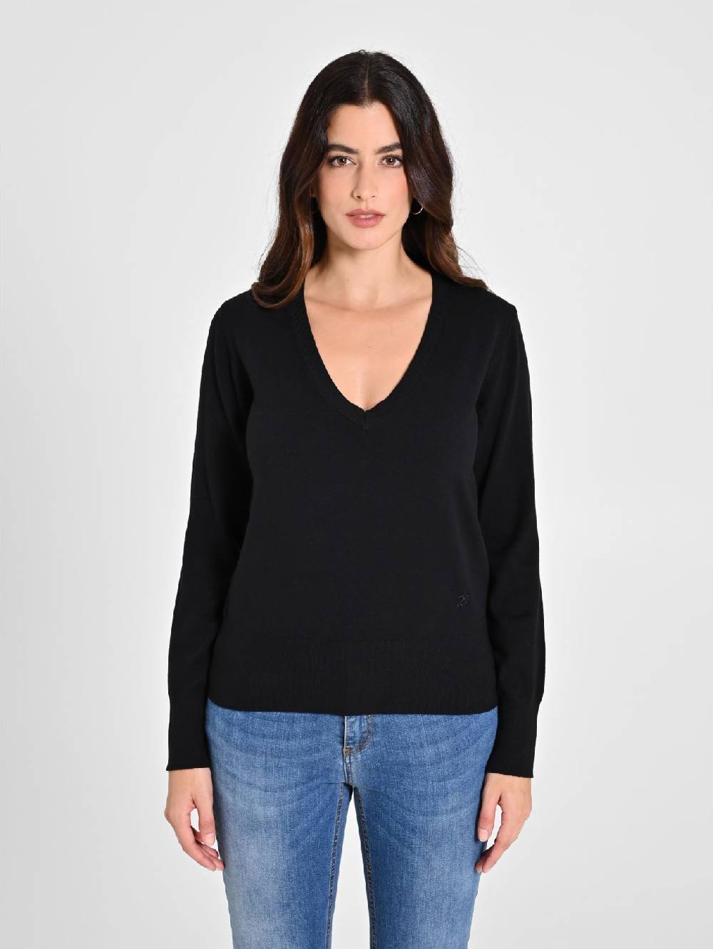 Rinascimento Maglia con Scollo a "V" Nera Ecotec® Vendita Economica