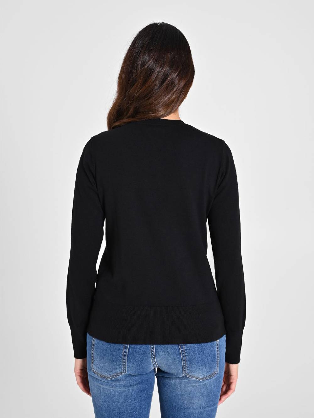 Rinascimento Maglia con Scollo a "V" Nera Ecotec® Vendita Economica