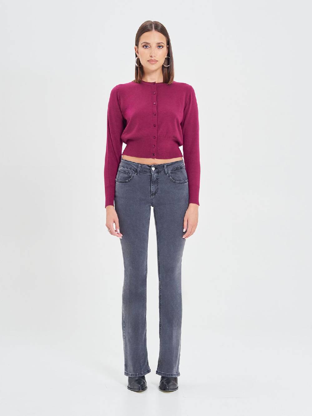 Rinascimento Cardigan Bordeaux in Maglia Eco Vero® Saldi Di Fabbrica