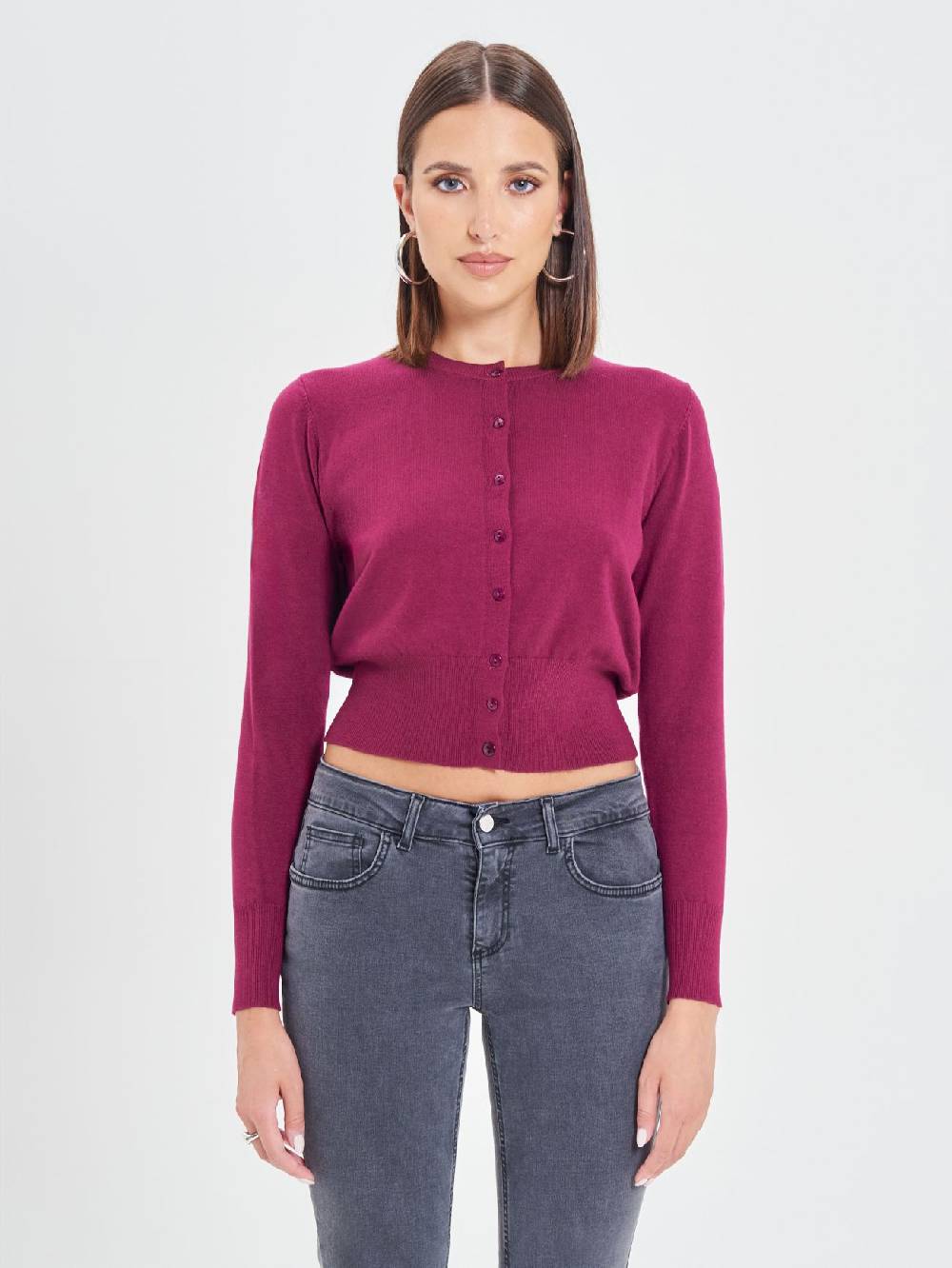 Rinascimento Cardigan Bordeaux in Maglia Eco Vero® Saldi Di Fabbrica