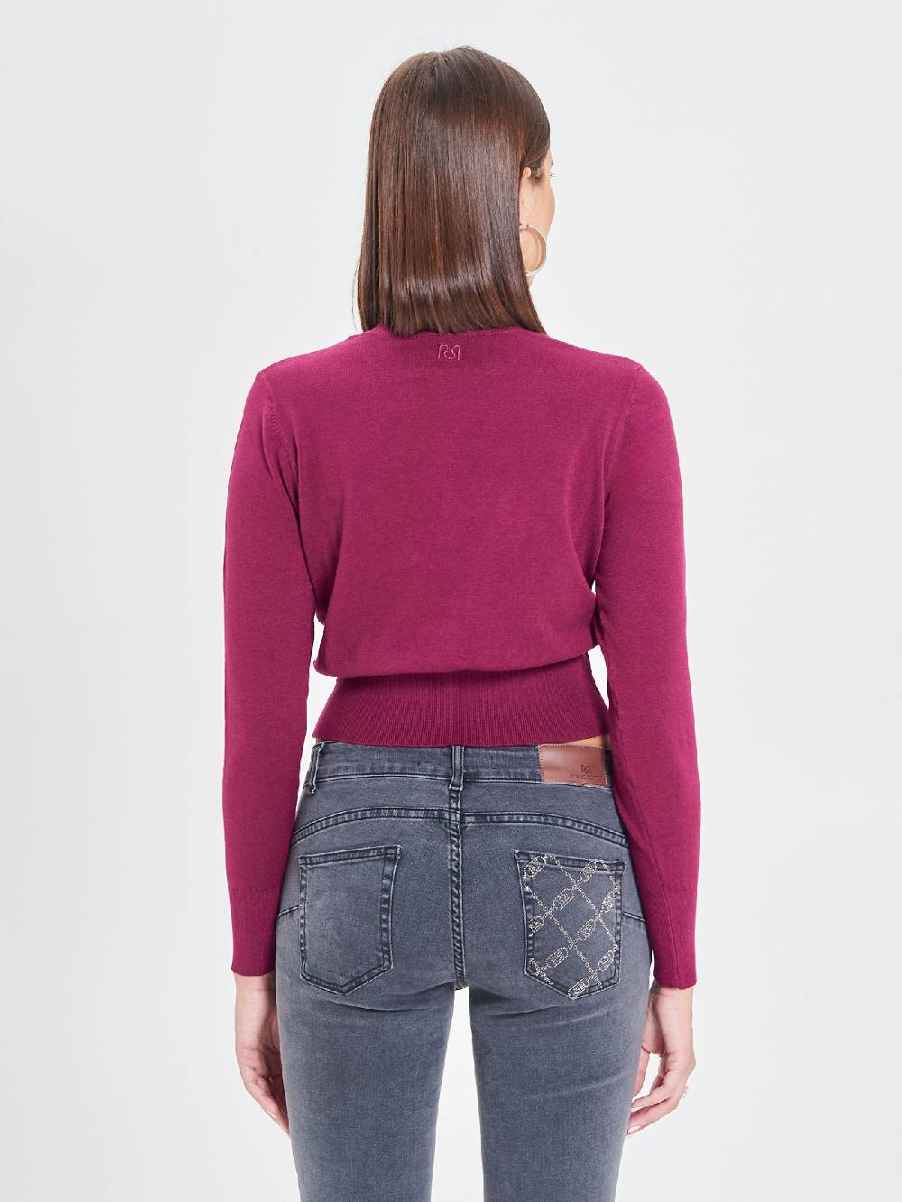 Rinascimento Cardigan Bordeaux in Maglia Eco Vero® Saldi Di Fabbrica