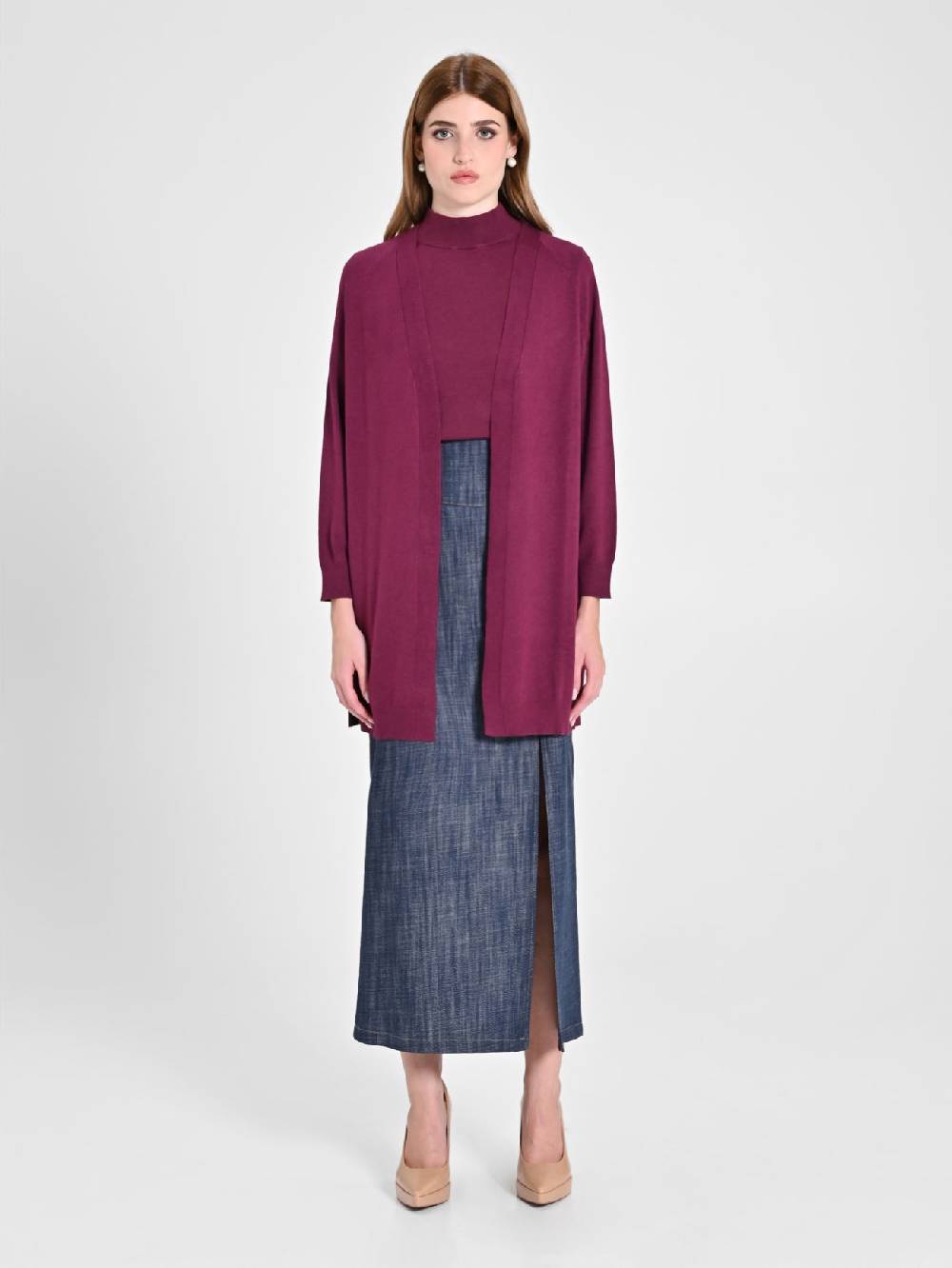 Rinascimento Cardigan Bordeaux in Maglia Vendite Flash