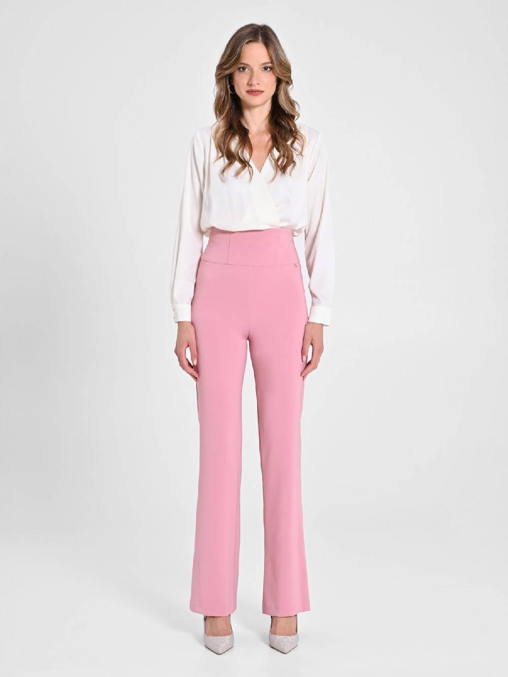 Rinascimento Pantaloni Flared Rosa Antico Sottocosto