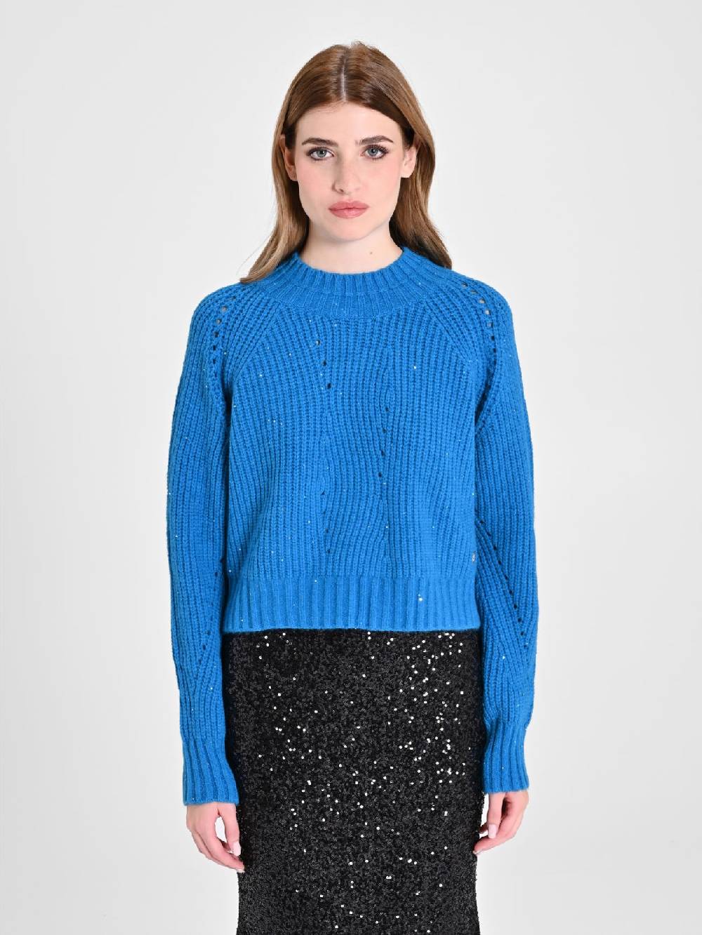 Rinascimento Maglia Paillettes Blu Oceano Vendita