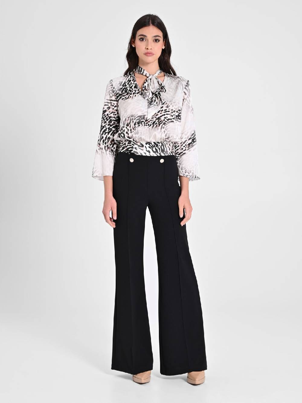 Rinascimento Blusa Animalier con Fiocco Soddisfazione Garantita