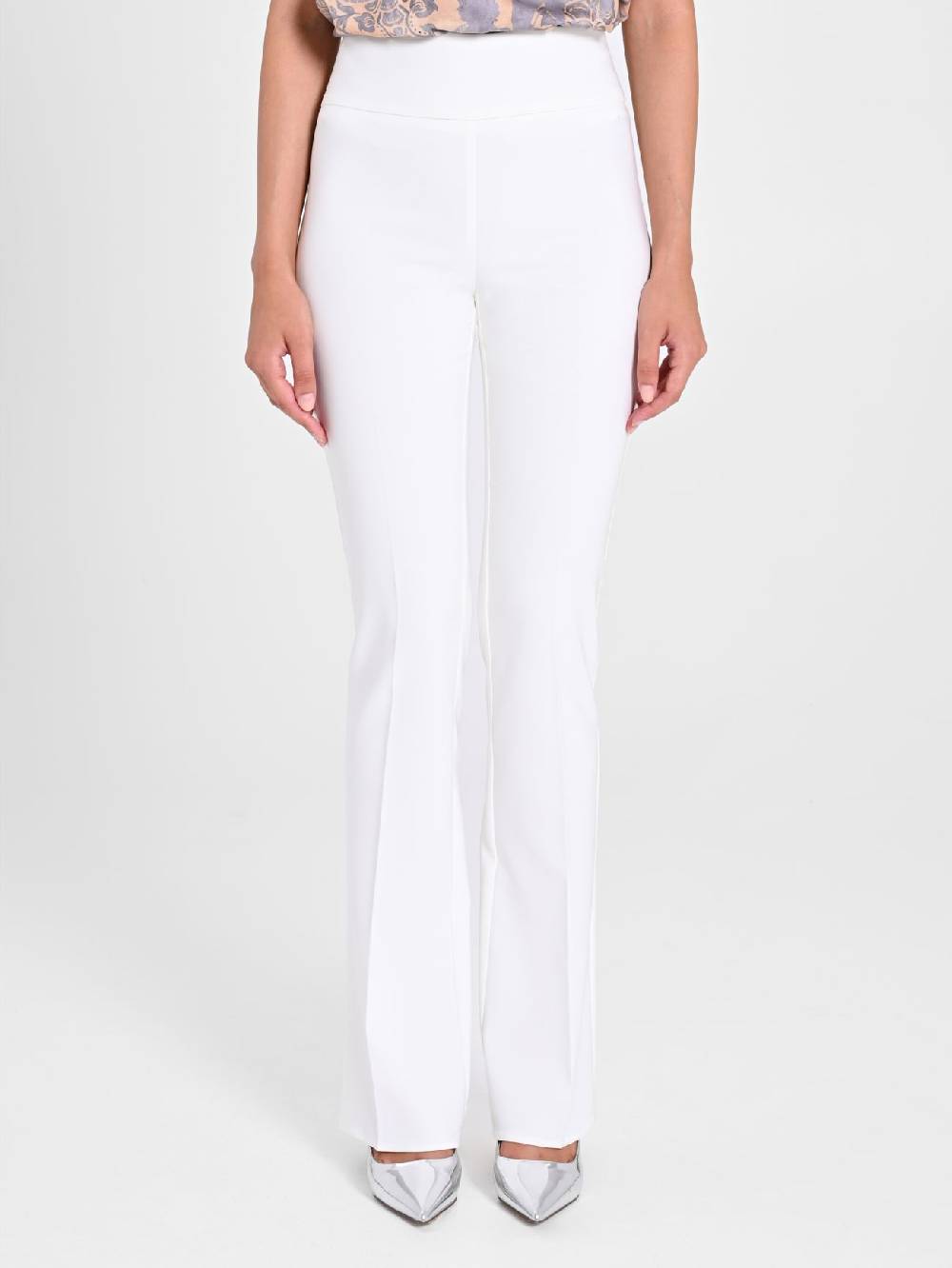 Rinascimento Pantaloni Flared in Tessuto Tecnico Bianco Shopping Online