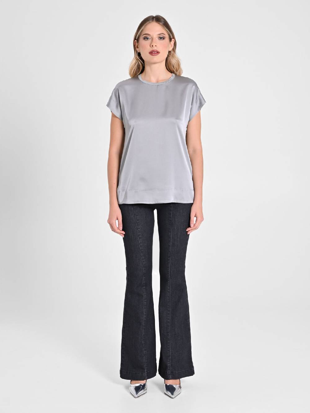 Rinascimento Blusa Envers Satin Grigia Vendita Calda