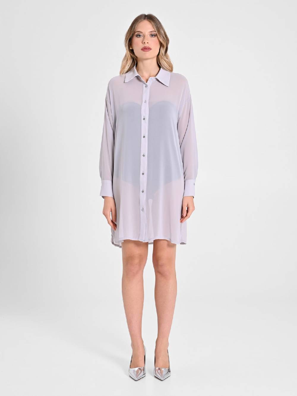 Rinascimento Camicia Lunga in Crepe Georgette Moda