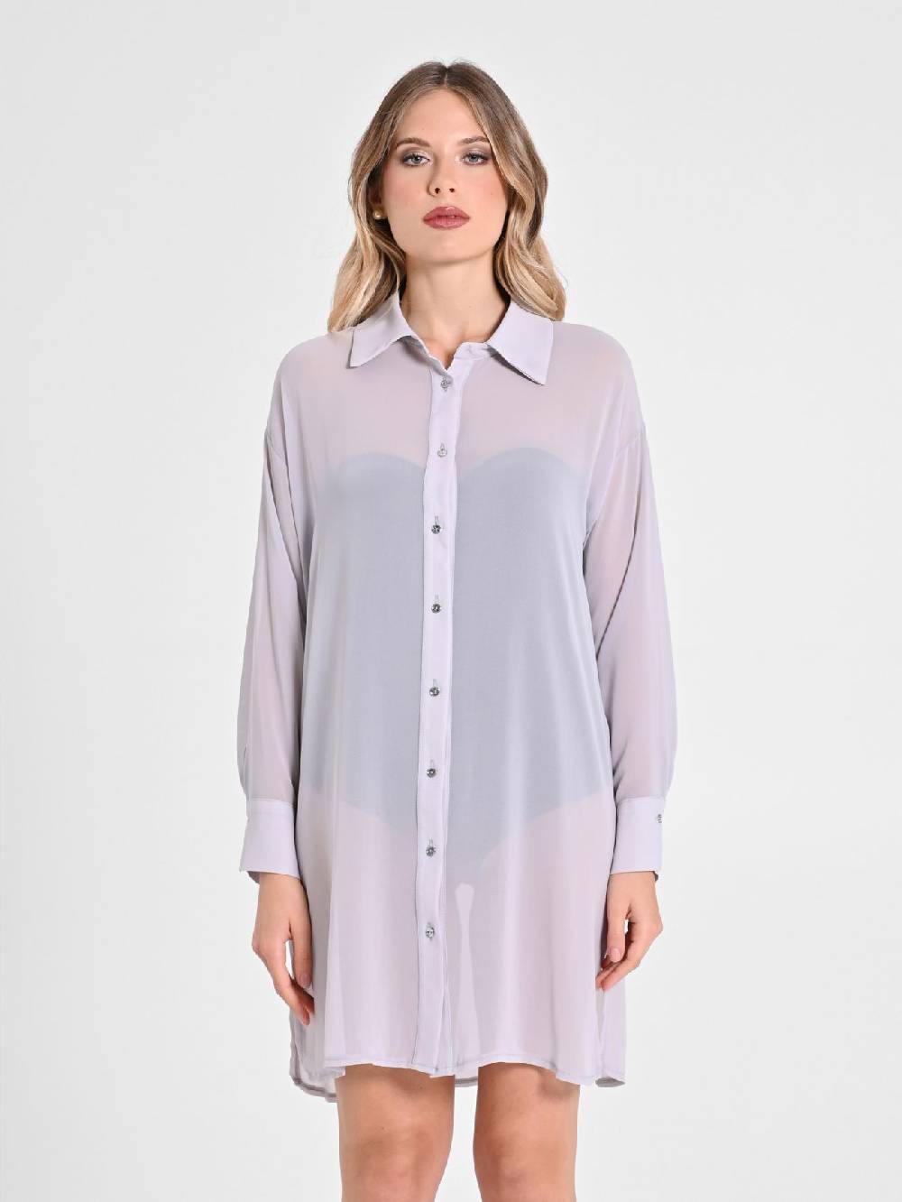 Rinascimento Camicia Lunga in Crepe Georgette Moda