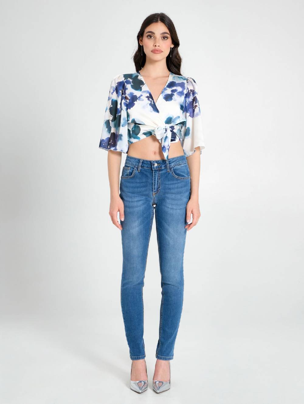 Rinascimento Blusa Incrociata Stampa Floreale In Linea