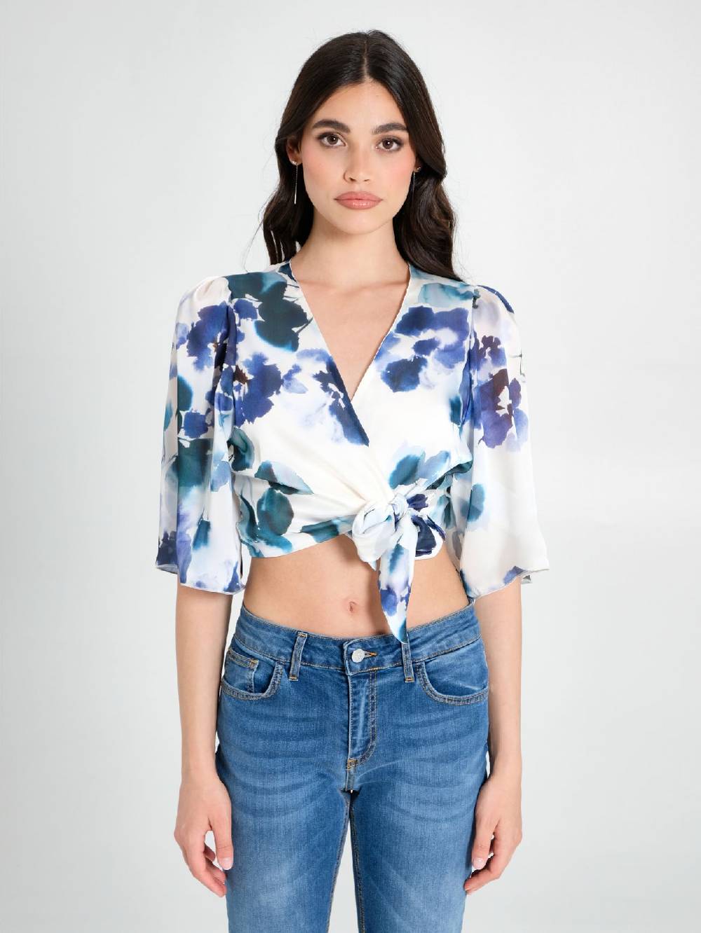 Rinascimento Blusa Incrociata Stampa Floreale In Linea