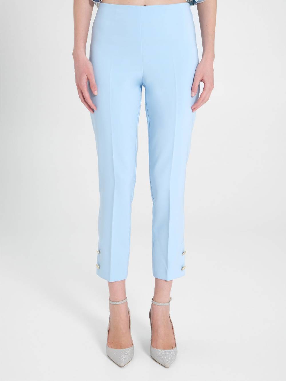 Rinascimento Pantaloni Slim in Tessuto Tecnico Azzurri Qualità