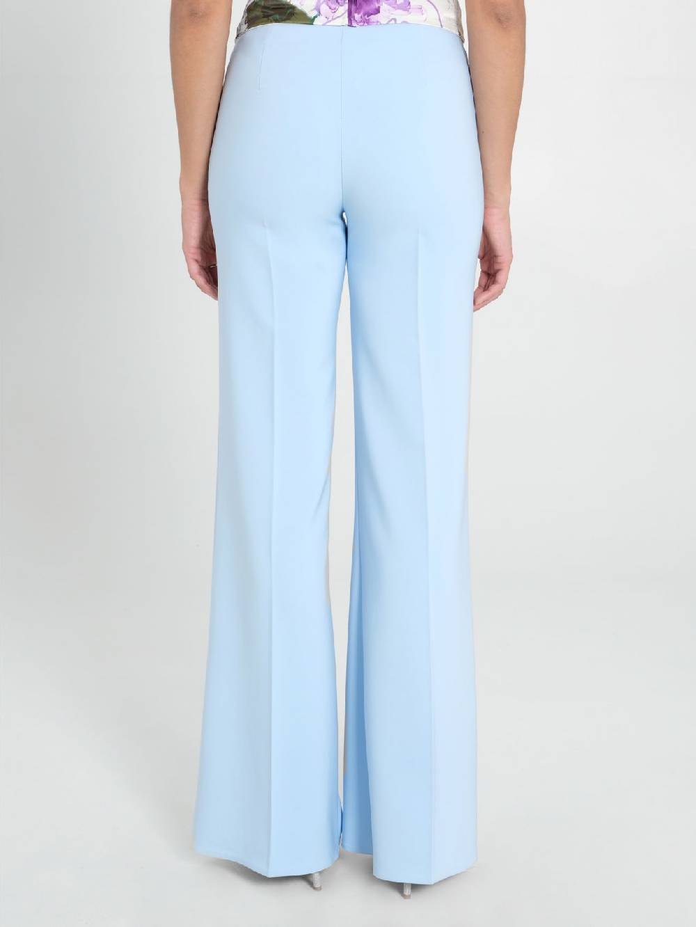 Rinascimento Pantaloni Palazzo in Tessuto Tecnico Azzurro Donna Promozione