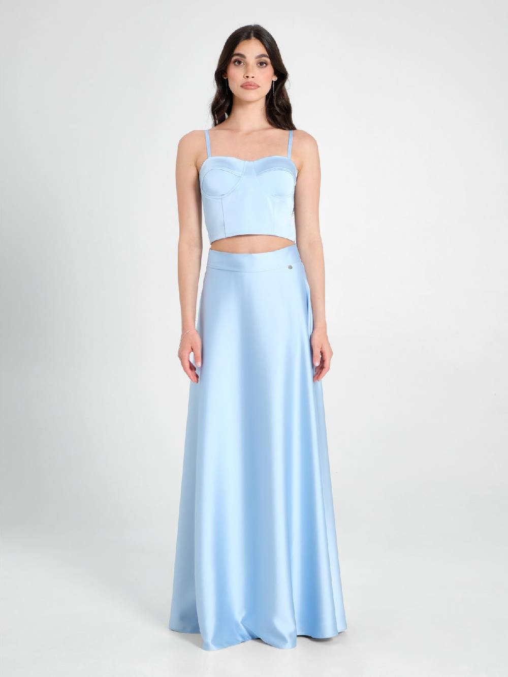 Rinascimento Top Bustier in Raso Strutturato Azzurro Ritorno libero