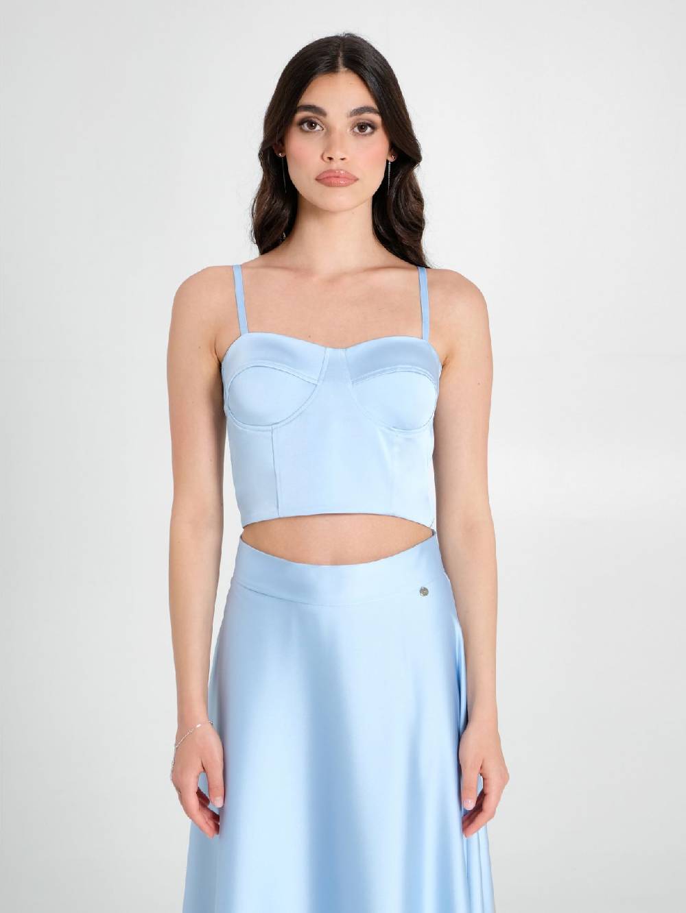 Rinascimento Top Bustier in Raso Strutturato Azzurro Ritorno libero