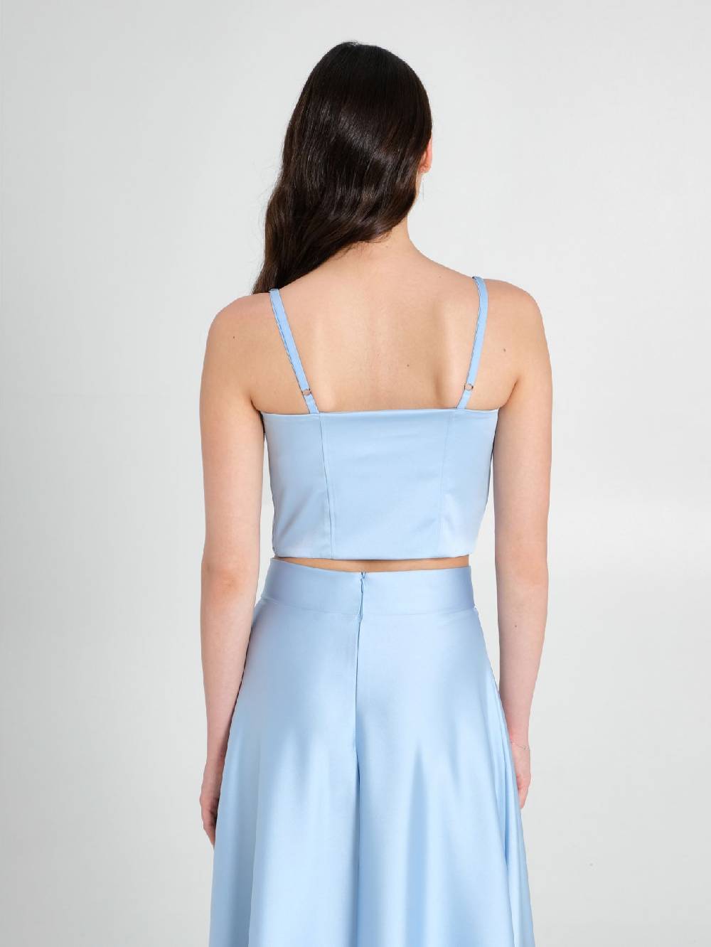 Rinascimento Top Bustier in Raso Strutturato Azzurro Ritorno libero