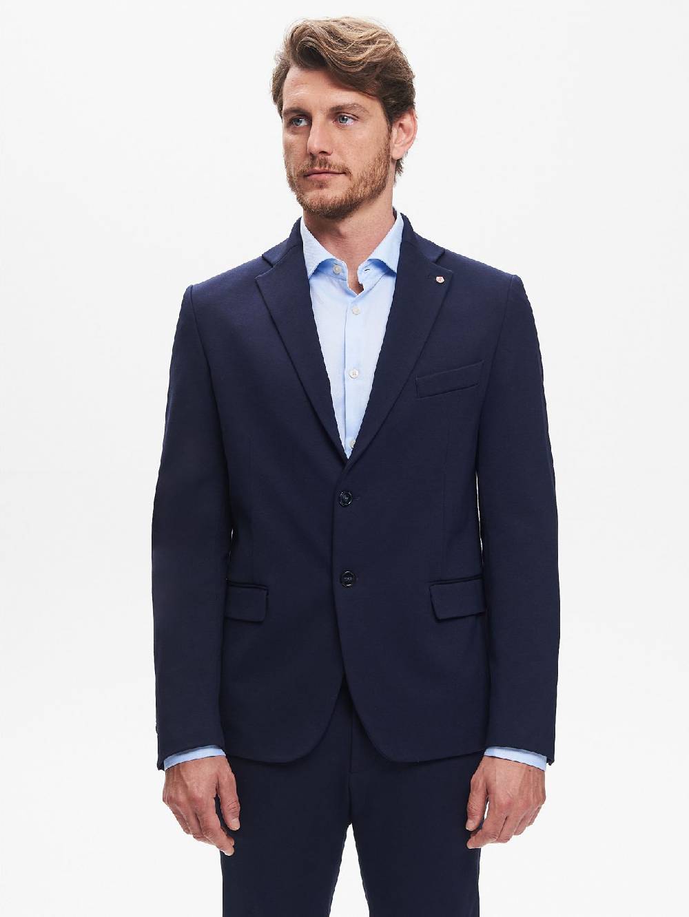 Rinascimento Giacca Due Bottoni Uomo Punto Milano Blu QB24 In vendita