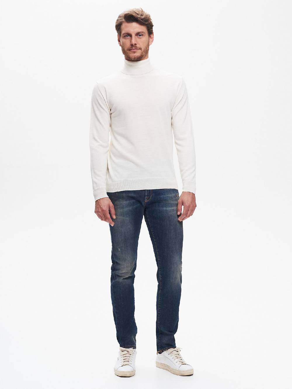 Rinascimento Maglia Dolcevita Uomo Basic Avorio QB24 Nuova