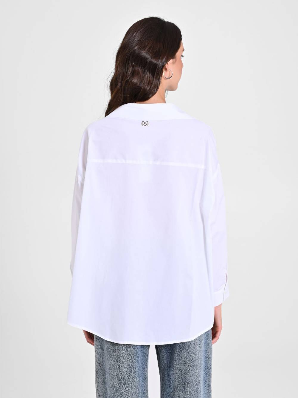 Rinascimento Camicia in Cotone con Collo Aperto Liquidazione