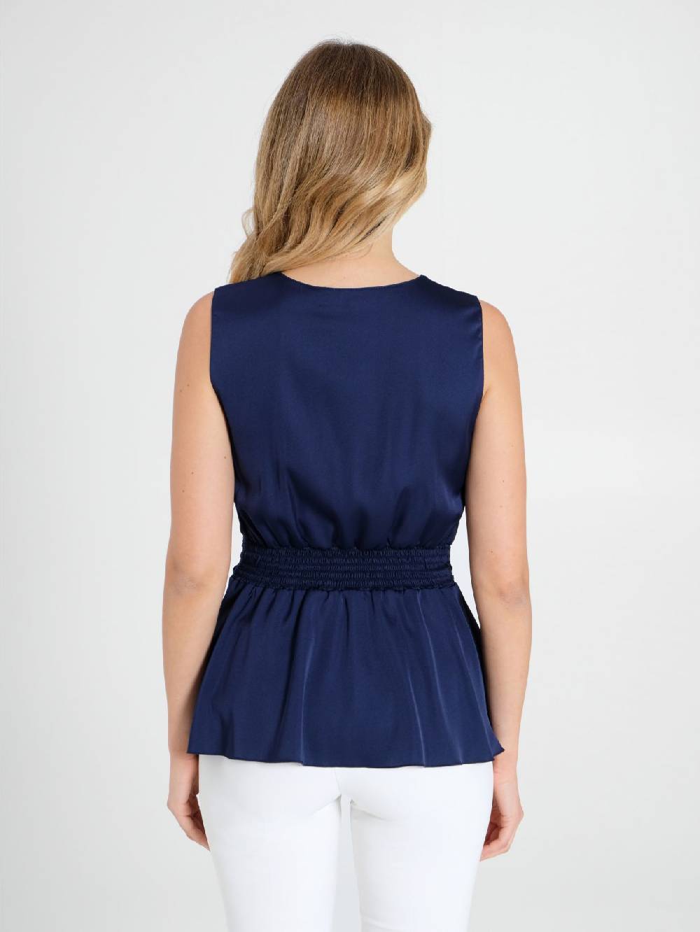 Rinascimento Top in Raso Blu Outlet