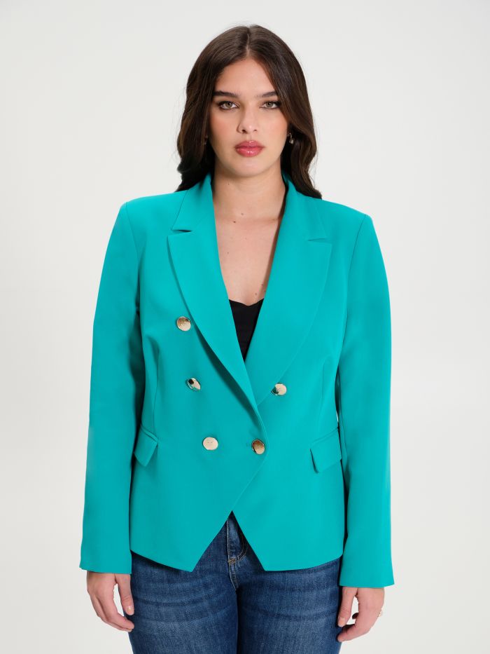 Rinascimento Giacca Curvy 6 Bottoni Verde Pavone I Più Venduti
