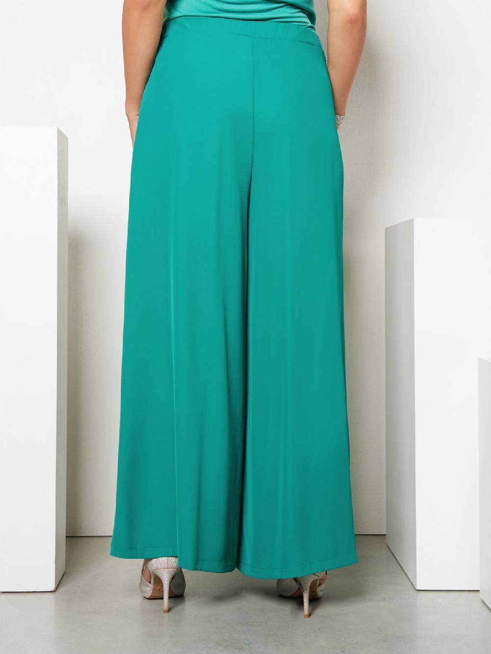 Rinascimento Pantaloni Palazzo Curvy Verde Giada In Saldo