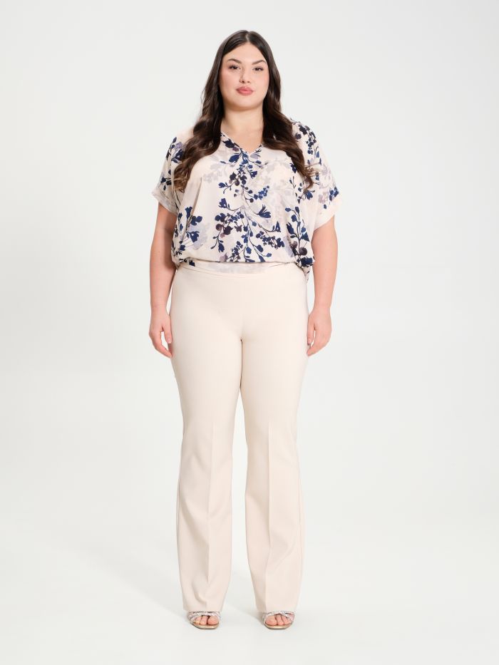 Rinascimento Pantaloni Curvy a Palazzo in Tessuto Tecnico Moda