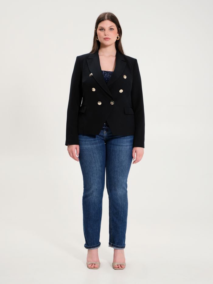 Rinascimento Giacca Curvy 6 Bottoni Nero Italy