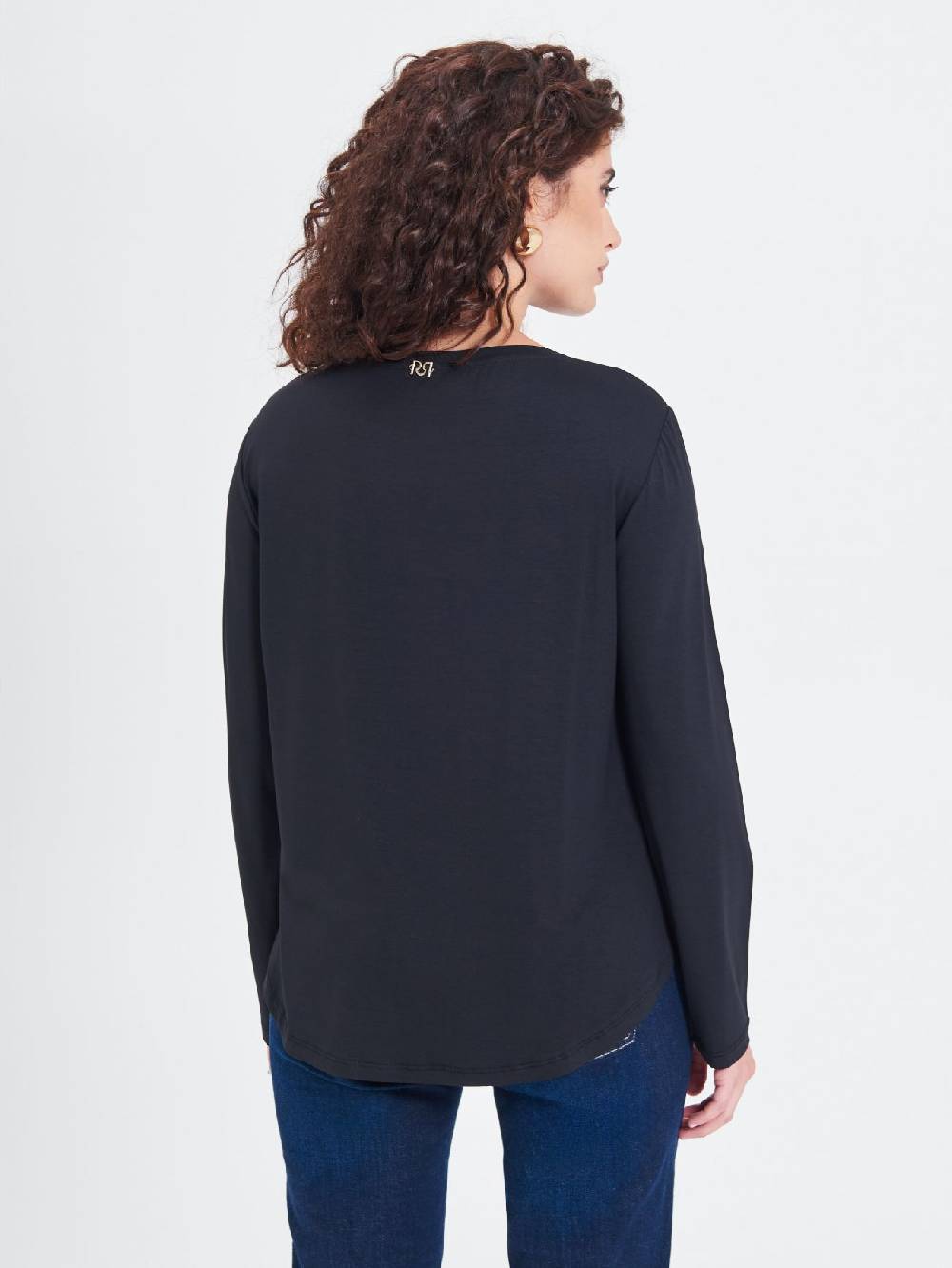 Rinascimento Blusa Curvy Envers Satin Nera Vendita