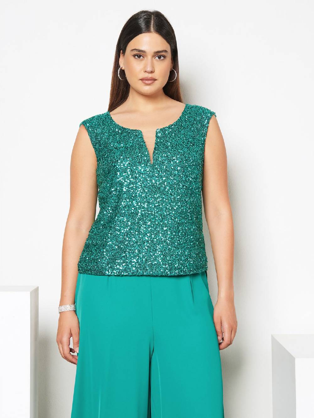 Rinascimento Top Curvy Paillettes Spedizione Gratuita