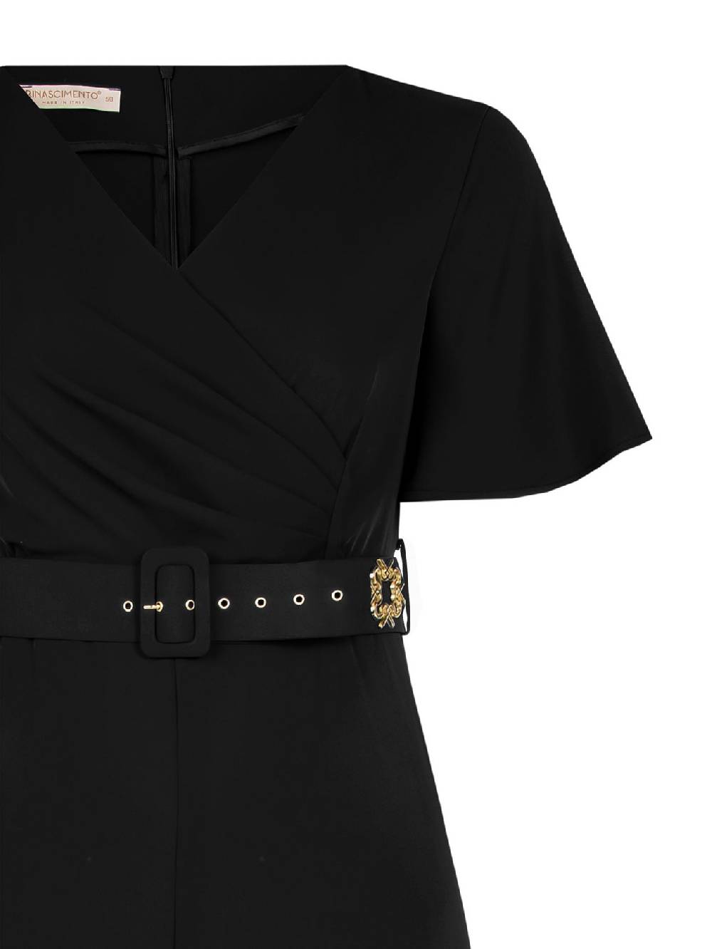 Rinascimento Tuta Curvy con Cintura Nero Sconto