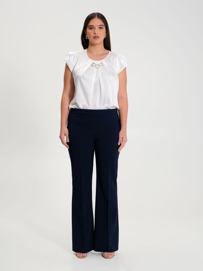 Rinascimento Pantaloni Curvy a Palazzo in Tessuto Tecnico Vendita Economica