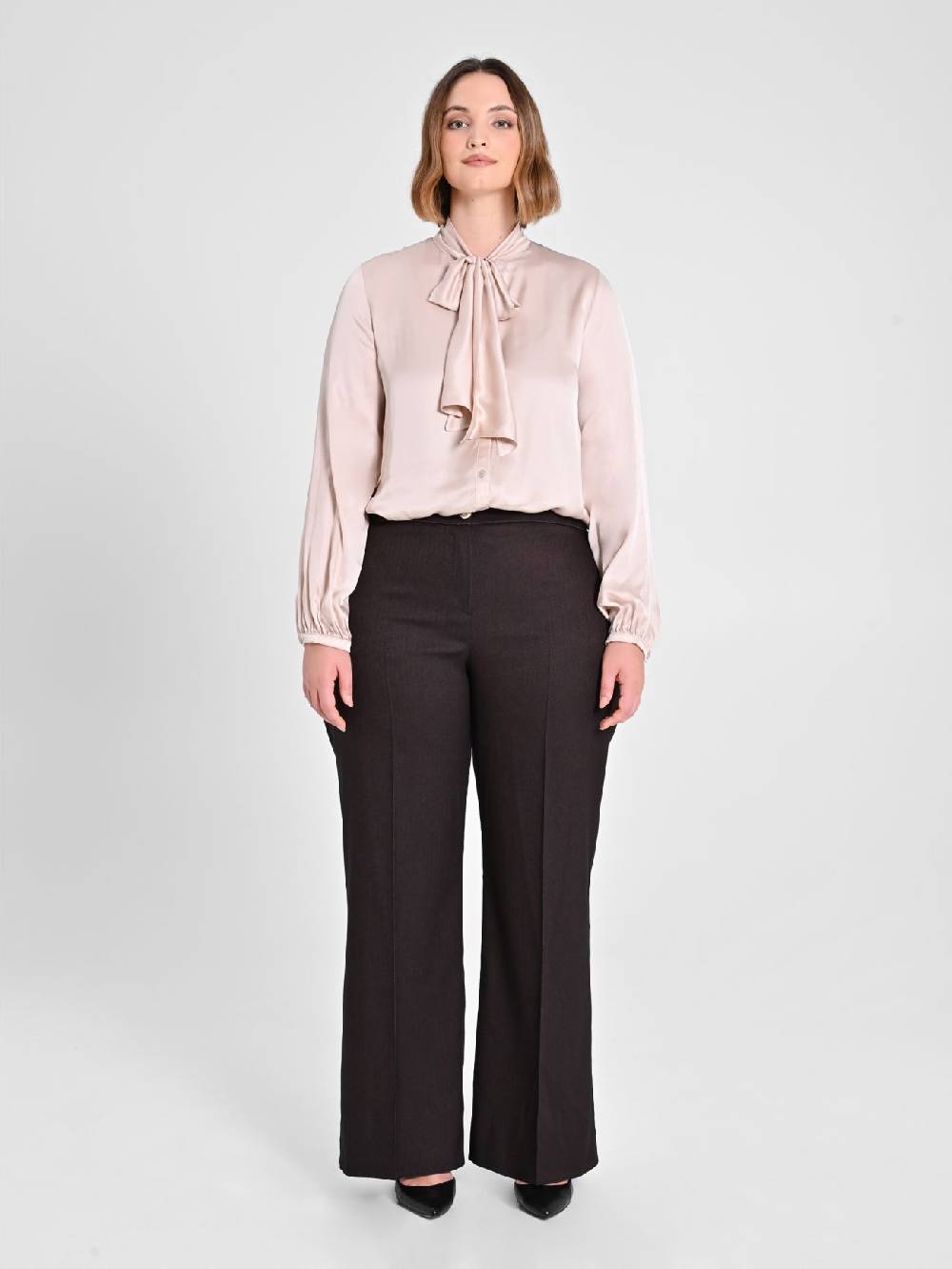 Rinascimento Pantaloni Curvy in Poliviscosa Marrone In Linea