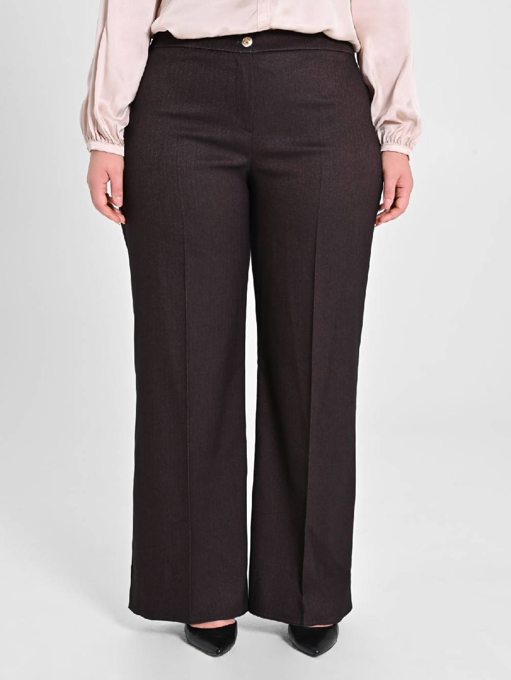 Rinascimento Pantaloni Curvy in Poliviscosa Marrone In Linea